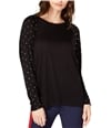 Michael Kors Womens Studded-Sleeve Embellished T-Shirt black M
