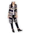 Planet Gold Womens Striped Hooded Cardigan Sweater warmnavy XS