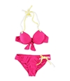 California Waves Womens Push Up Eyelet Tie 2 Piece Bikini pink XS