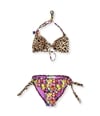California Waves Womens Floral Cheetah 2 Piece Bikini multi S