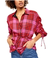 Free People Womens Plaid Button Up Shirt