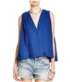 Free People Womens Darcy Super V Knit Blouse cobalt XS