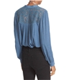 Free People Womens Canyon Rose Peasant Blouse blue XS
