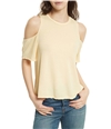 Free People Womens Taurus Cold Shoulders Basic T-Shirt yellow S
