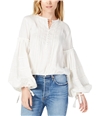Free People Womens Bell Sleeve Peasant Blouse natural XS
