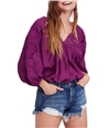 Free People Womens Cutwork Dolman Knit Blouse