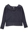 Free People Womens Wide Neck Thermal Sweater navy XS