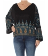 Free People Womens Medallion Print Pullover Blouse black XS