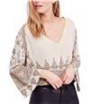 Free People Womens Medallion Print Pullover Blouse natural XS