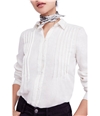 Free People Womens Pleated Button Down Blouse ivory M