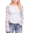 Free People Womens Fairground Thermal Blouse periwinkle S