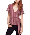 Free People Womens Wrapped Around My Finger Wrap Blouse darkred M