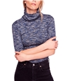 Free People Womens Dyed Turtleneck Pullover Blouse blue XS