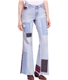 Free People Womens Mixed Patch Wide Leg Jeans