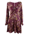 Free People Womens Floral Fit & Flare Dress purplecombo 0