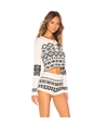 Free People Womens 2 Piece Sweater Pajama Sleep Set white M