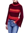 Free People Womens Fringed Sleeve Pullover Sweater brightred XS