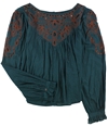 Free People Womens Everything I Know Peasant Blouse bluecombo M