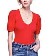 Free People Womens Lace-Inset Knit Blouse red S