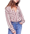 Free People Womens Striped Button Up Shirt natural XS