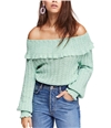 Free People Womens Crazy in Love Pullover Sweater green S
