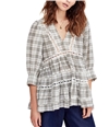 Free People Womens Time Out Lace Trim Tunic Blouse