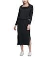 DKNY Womens Cowlneck Midi Dress black XS