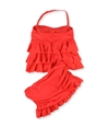 Island Escape Womens Tiered Ruffled Skirtini 2 Piece Bandeau coral 6