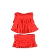 Island Escape Womens Tiered Ruffle Skirt 2 Piece Bandeau coral 8