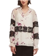 DKNY Womens Lace-Trim Pullover Blouse white XS