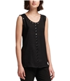 DKNY Womens Studded Trim Sleeveless Blouse Top blk XS