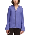 Dkny Womens Piped Trim Button Up Shirt