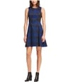 Dkny Womens Faux Leather-Trim Fit & Flare Dress