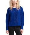 Dkny Womens Faux Leather Detail Pullover Sweater, TW2