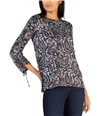Michael Kors Womens Ruched Sleeve Pullover Blouse