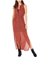 Michael Kors Womens Sleeveless Shirt Dress orange P