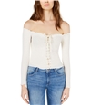 Project 28 Womens Lace-Up Off the Shoulder Blouse ivory L