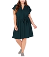 Monteau Womens Belt A-line Dress darkgreen 3X