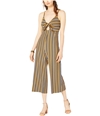 Project 28 Womens Tie Front Striped Jumpsuit yellow L