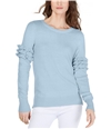 Michael Kors Womens Ruffle Sleeve Pullover Sweater blue PS
