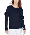 Michael Kors Womens Ruffle Sleeve Pullover Sweater navy PS