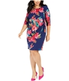 Signature by Robbie Bee Womens Floral Shift Dress blue 2X