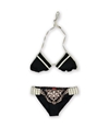 Red Carter Womens Triangle brocade 2 Piece Bikini black XS