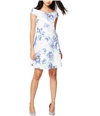 Rachel Roy Womens Floral Print Fit & Flare Dress whitecombo 14
