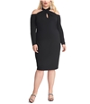 Rachel Roy Womens Solid Cold Shoulder Dress black 1X