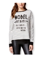 Rampage Womens Model Off Duty Sweatshirt stripes XS