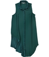 Rachel Roy Womens Crepe Shirt Dress viridiangreen S