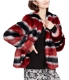 Rachel Roy Womens Striped Faux-Fur Jacket blackcombo XS