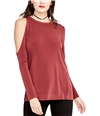 Rachel Roy Womens Solid One Shoulder Blouse darkred M