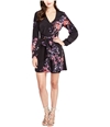 Rachel Roy Womens Long Sleeve Floral Wrap Dress blackcombo 0